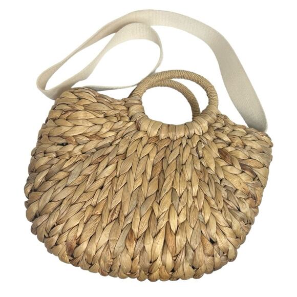 Gap Summer Woven Straw Bag with Crossbody Strap and Circular Handle - Picture 2 of 8